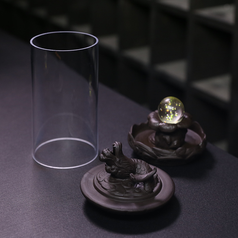Purple Sand Backflow Incense Burner Dragon Spit Bead Glass Windproof Led Lamp Incense Burner Zen Sandalwood Home Handicraft Ornaments - Image 2