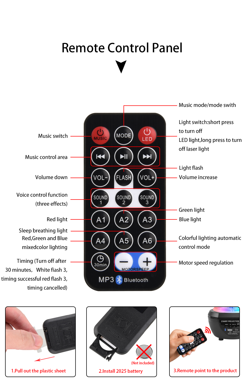 Led Starry Sky Light Rotating Romantic Laser Projection Lamp - Image 3