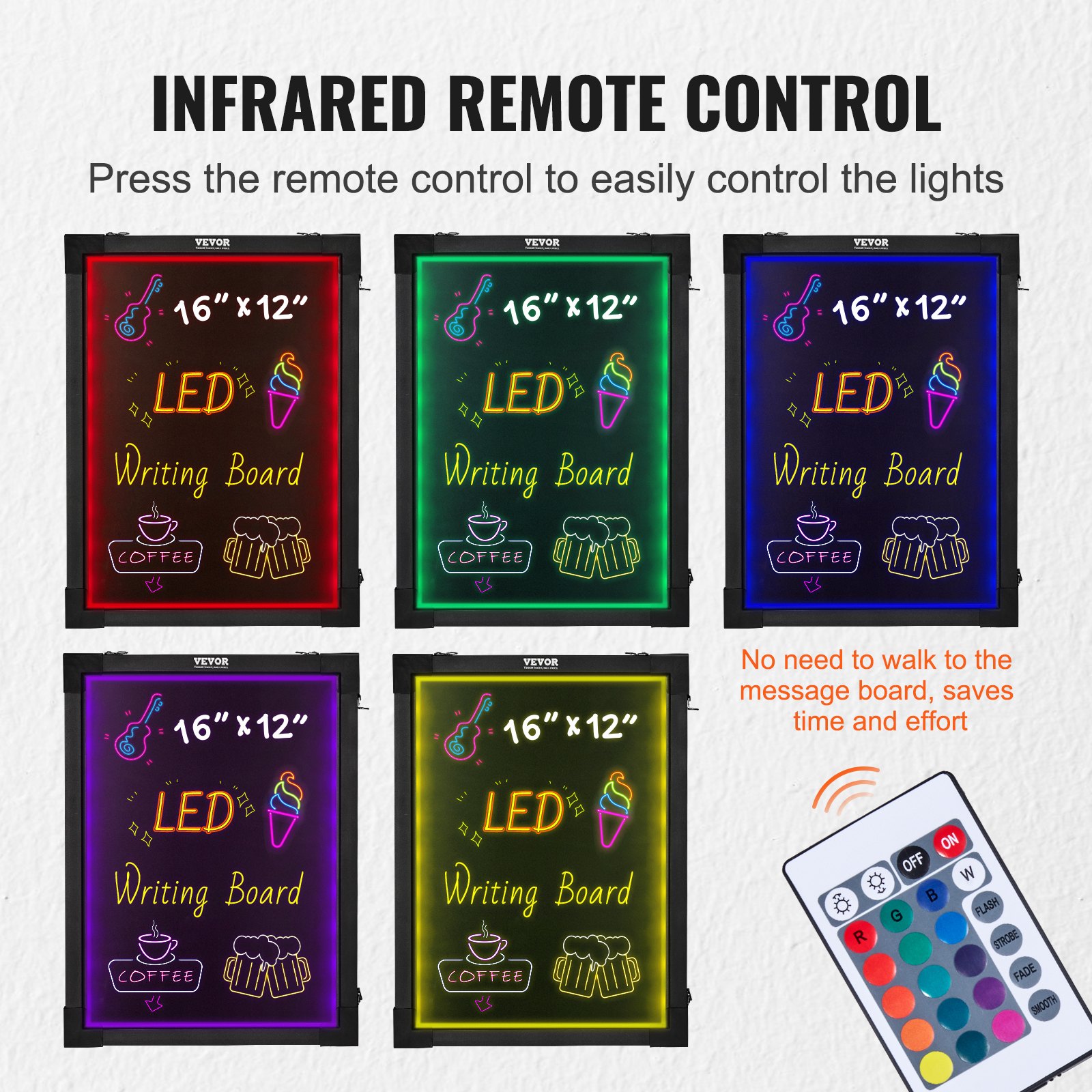 NeonWrite LED Message Board with Fluorescent Markers