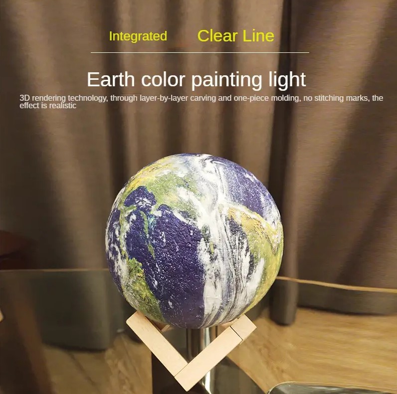Trending Creative Remote Control Small Night Lamp Painted Globe Lamp LED Bedside Table Lamp - Image 7