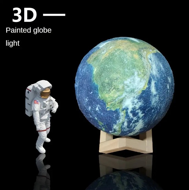 Trending Creative Remote Control Small Night Lamp Painted Globe Lamp LED Bedside Table Lamp - Image 4
