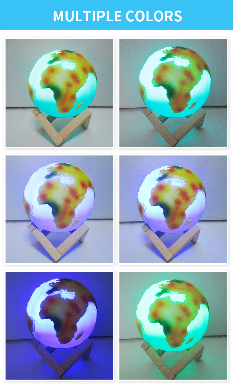 Trending Creative Remote Control Small Night Lamp Painted Globe Lamp LED Bedside Table Lamp