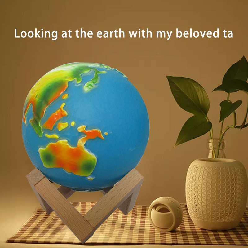 Trending Creative Remote Control Small Night Lamp Painted Globe Lamp LED Bedside Table Lamp - Image 6